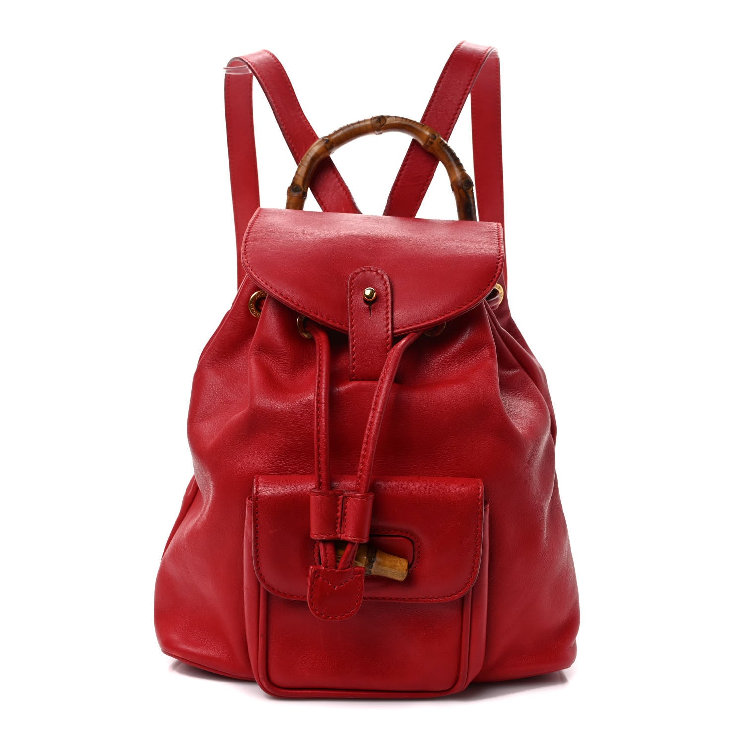 Gucci Calfskin Bamboo Mini Backpack Red 1 of 11