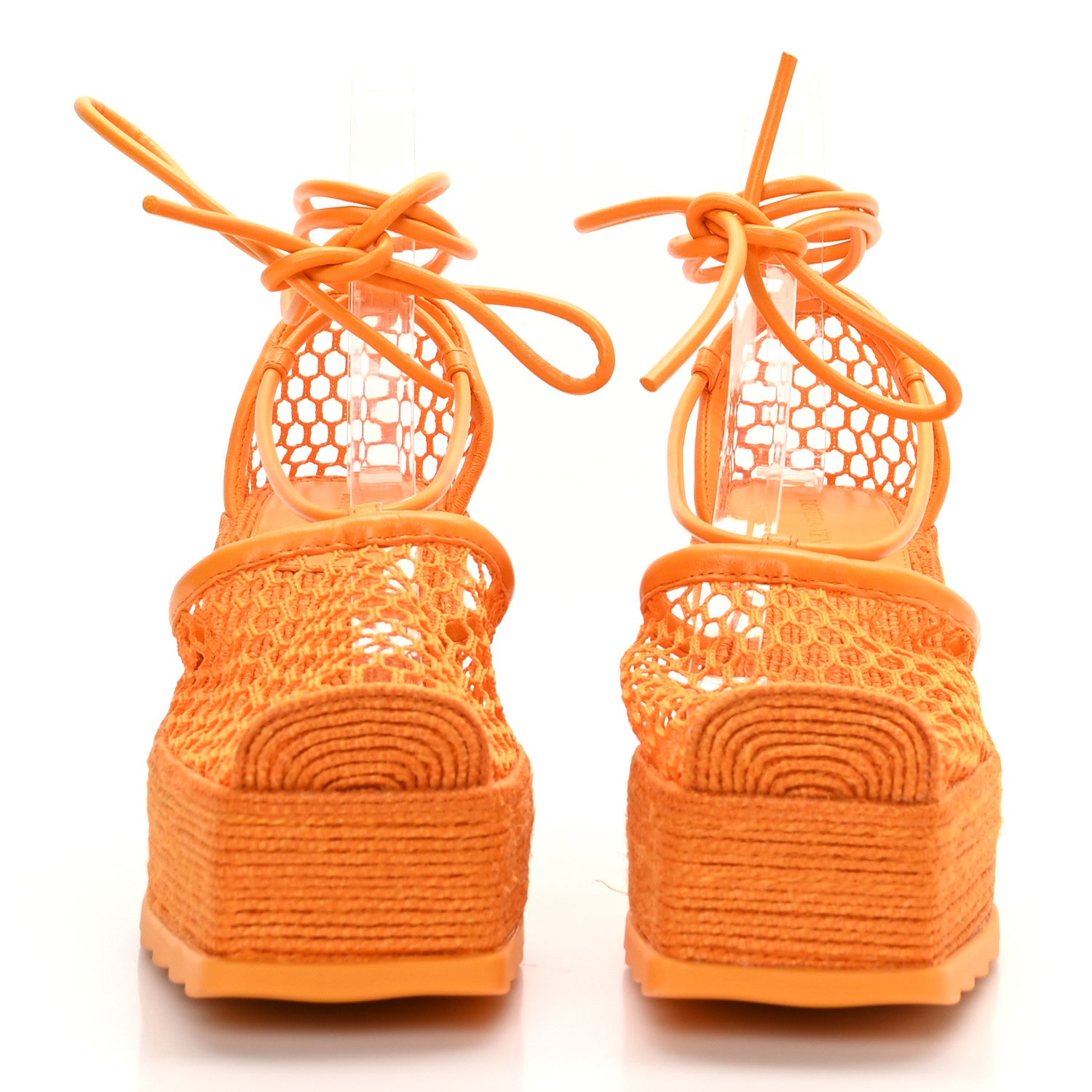 Bottega Veneta Mesh Lambskin Sporty Web Stretch Ankle Tie Espadrilles 40 Tangerine 2 of 7