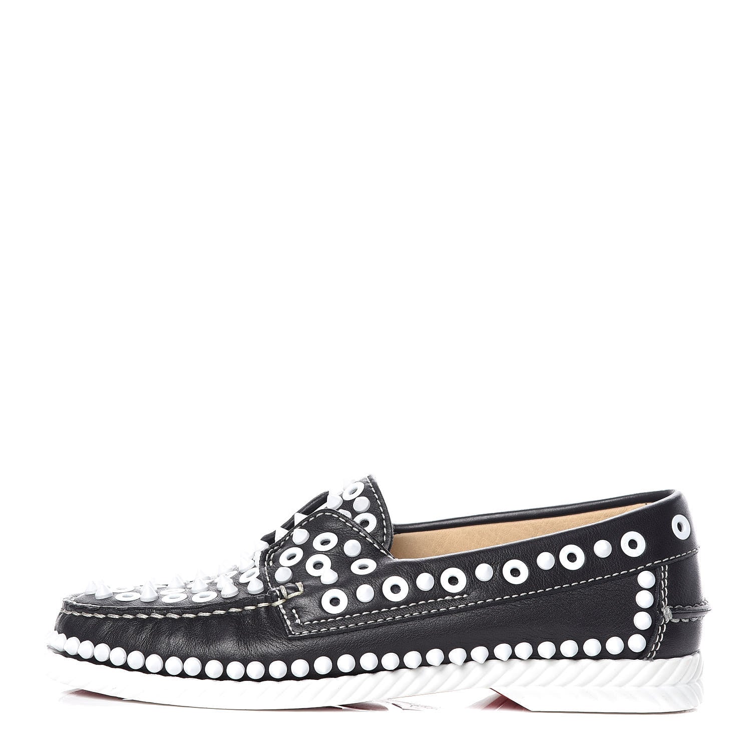 Christian Louboutin Calfskin Yacht Spikes Loafers 37 Black 1 of 8