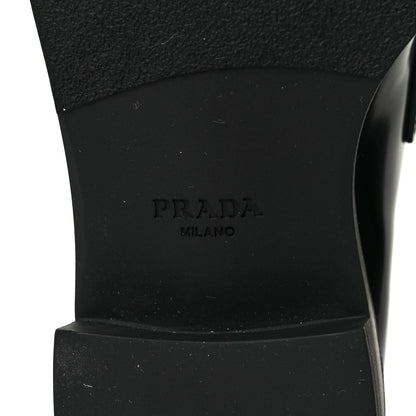 Prada Spazzolato Metal Triangle Logo 50mm Loafers 39 Black 6 of 8
