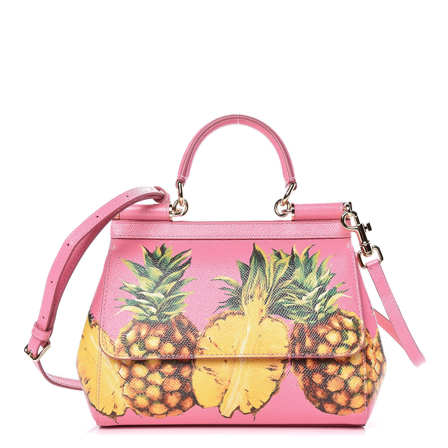 Dauphine Pineapple Print Small Miss Sicily Satchel Rosa