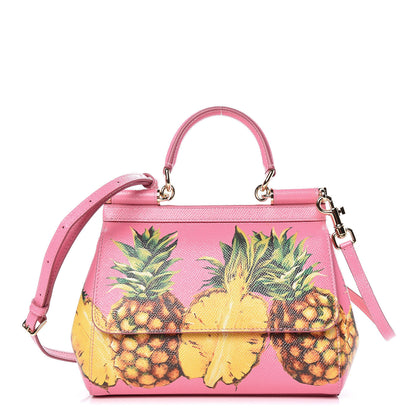 Dolce & Gabbana Dauphine Pineapple Print Small Miss Sicily Satchel Rosa 1 of 10
