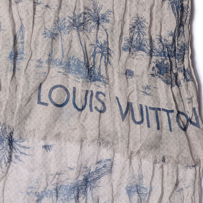 Louis Vuitton Cotton Linen Toile Etole De Louis Pareo Blue 4 of 6