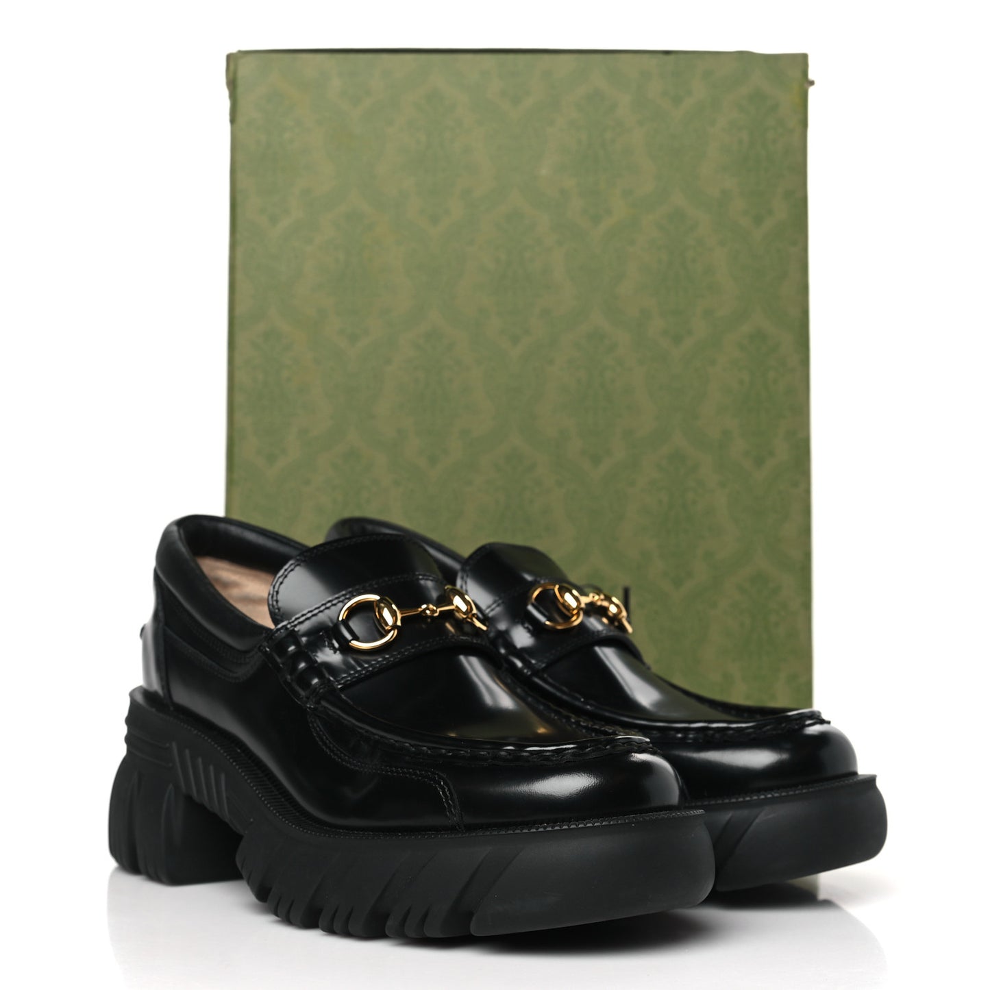 Magnum Calfskin Nappa Samoa Womens Horsebit Platform Chunky Lug Sole 40mm Loafers 39 Black