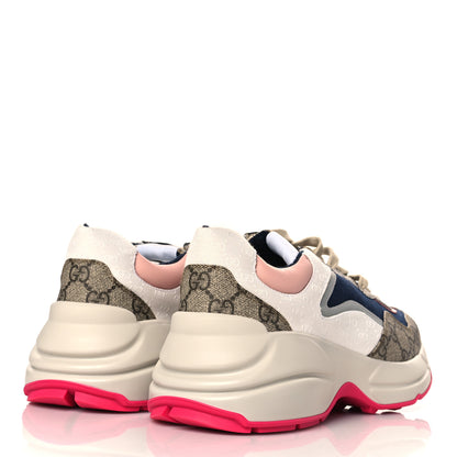 Gucci GG Supreme Monogram Mix Monogram Womens Rhyton Sneakers 39.5 London Blue Beige Pale Pink 4 of 8