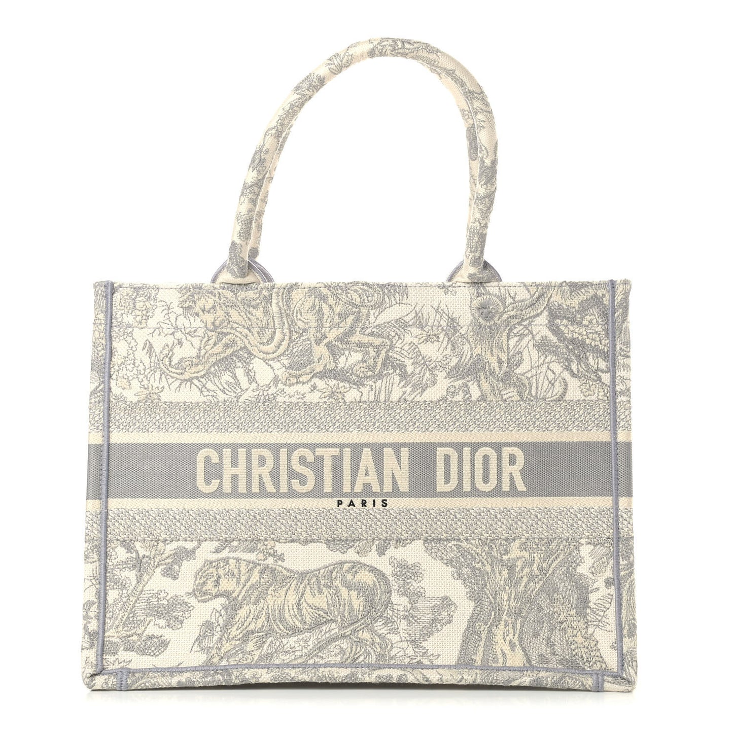 Canvas Embroidered Medium Dioriviera Toile De Jouy Book Tote Gray