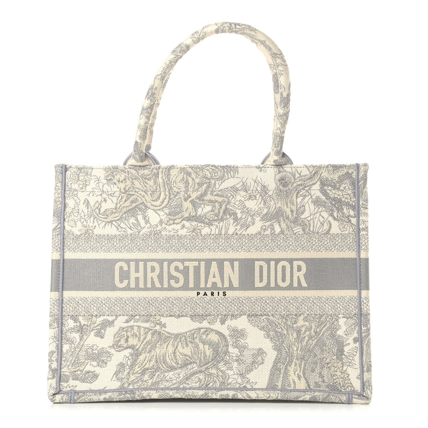 Christian Dior Canvas Embroidered Medium Dioriviera Toile De Jouy Book Tote Gray 1 of 10