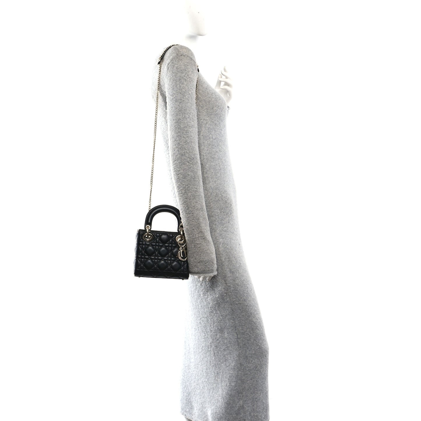 Lambskin Cannage Mini Lady Dior Black