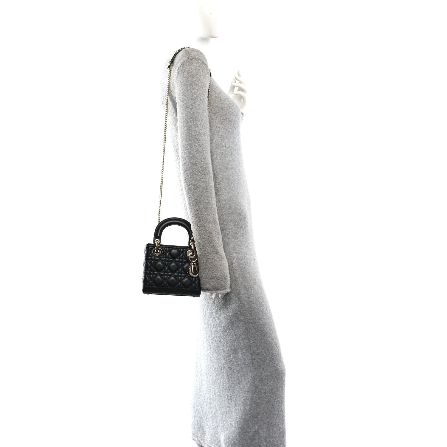 Christian Dior Lambskin Cannage Mini Lady Dior Black 2 of 11