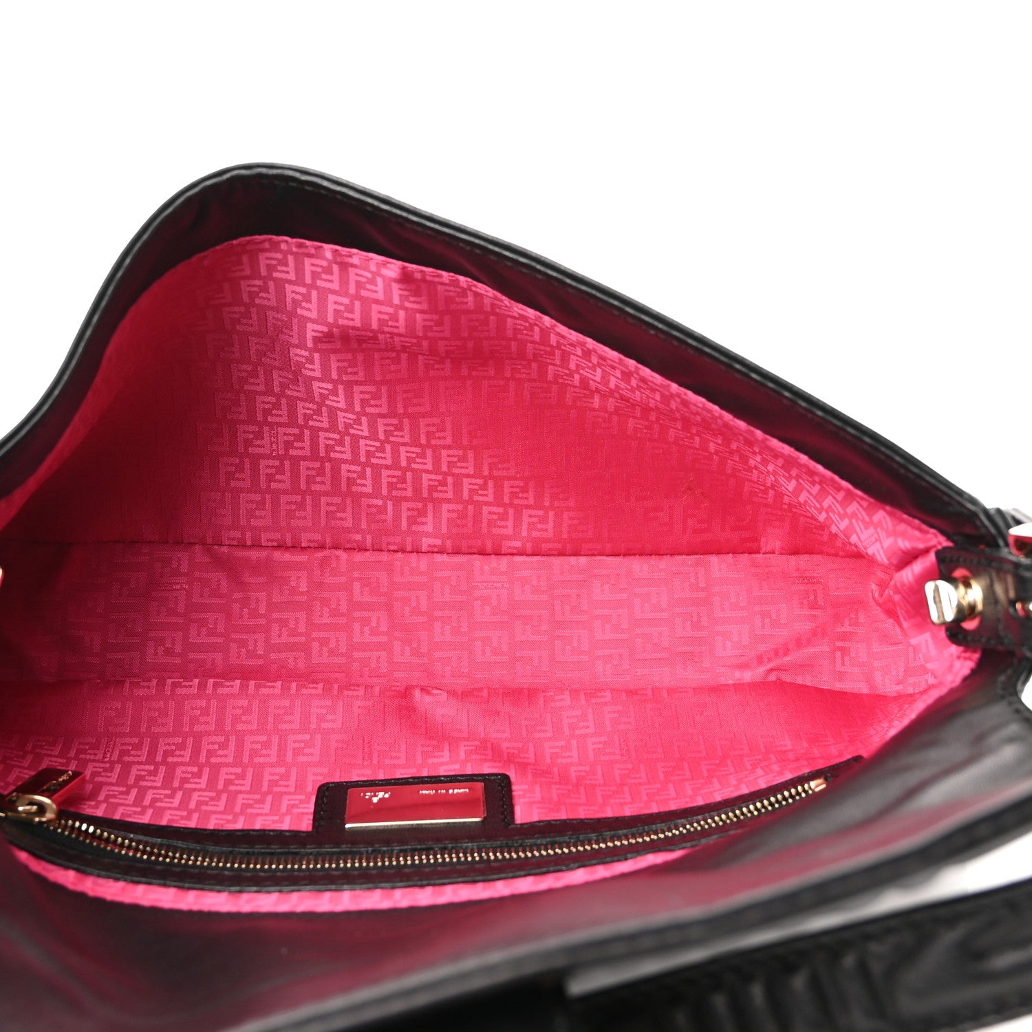 Fendi Nappa Logo Embossed Baguette Black 4 of 8