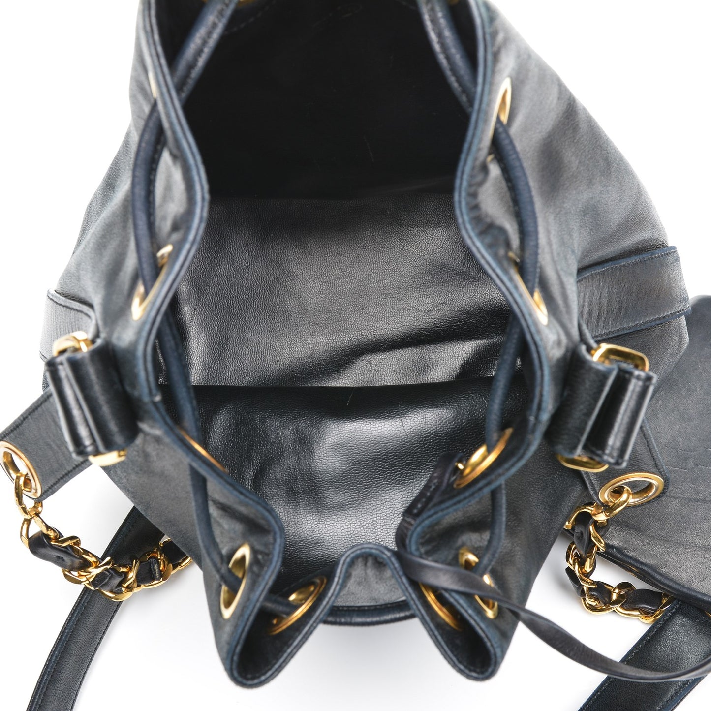 Lambskin CC Drawstring Shoulder Bag Black