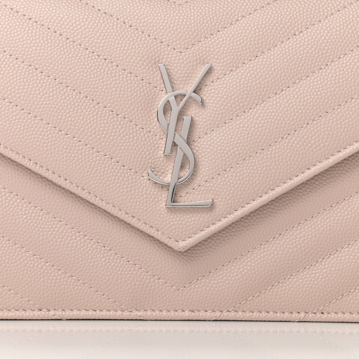 Grain De Poudre Matelasse Chevron Monogram Envelope Chain Wallet Marble Pink
