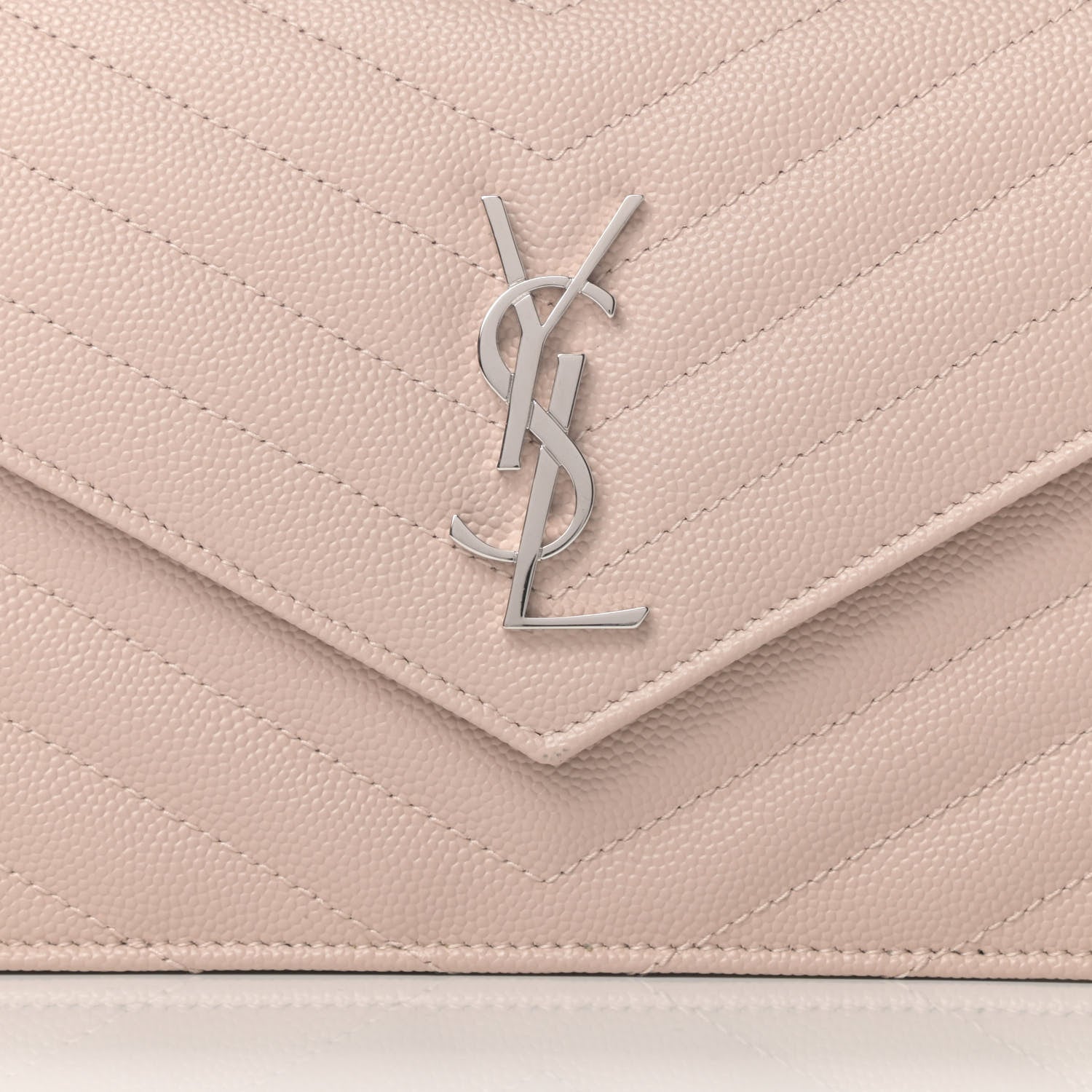 Saint Laurent Grain De Poudre Matelasse Chevron Monogram Envelope Chain Wallet Marble Pink 8 of 12