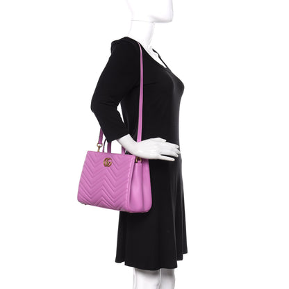 Gucci Calfskin Matelasse Small GG Marmont Tote Candy Mousse 4 of 20