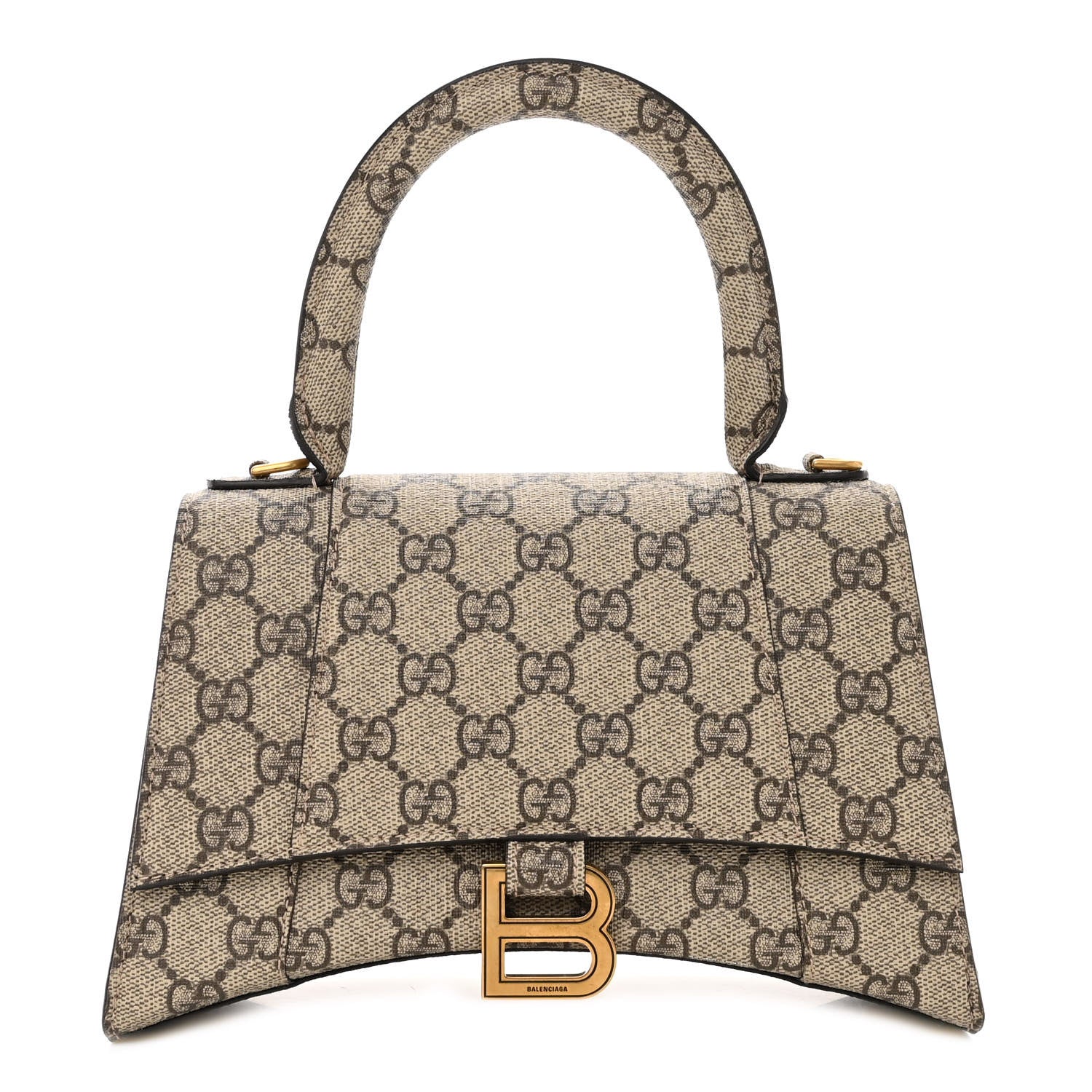 Balenciaga X GUCCI GG Supreme Monogram Small Hourglass Top Handle Bag Beige Ebony 1 of 9