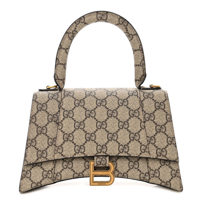 Balenciaga X GUCCI GG Supreme Monogram Small Hourglass Top Handle Bag Beige Ebony 1 of 9