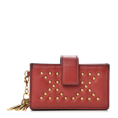 Christian Dior Lambskin Studded Cannage Lady Dior 5-Gusset Card Holder Red 1 of 6