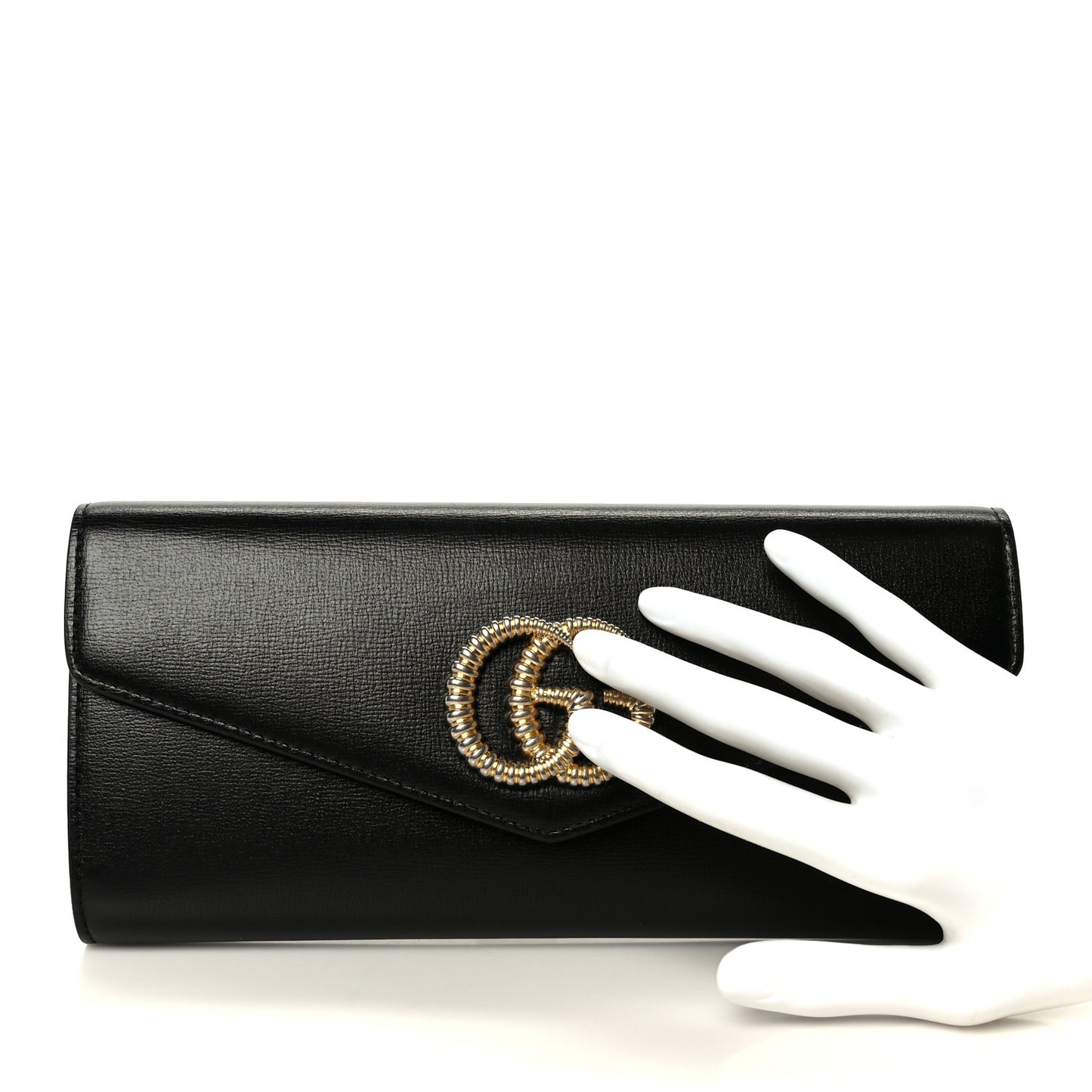 Textured Calfskin Torchon GG Broadway Envelope Clutch Black