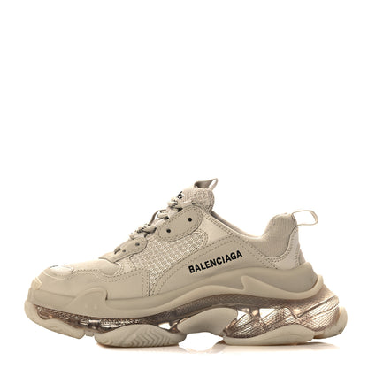 Balenciaga Fabric Mesh Clear Sole Womens Triple S Sneakers 38 Beige 1 of 11