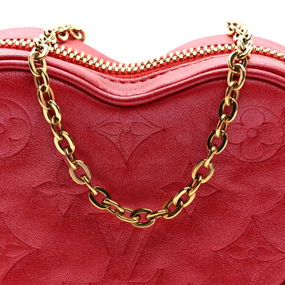 Louis Vuitton Lambskin Embossed Monogram Fall In Love Sac Coeur Heart Chain Bag Lipstick Red 7 of 8