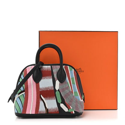 Hermes Swift Embroidered La Selle Imaginaire Mini 1923 Bolide Marron Vert Bleu Black 12 of 12