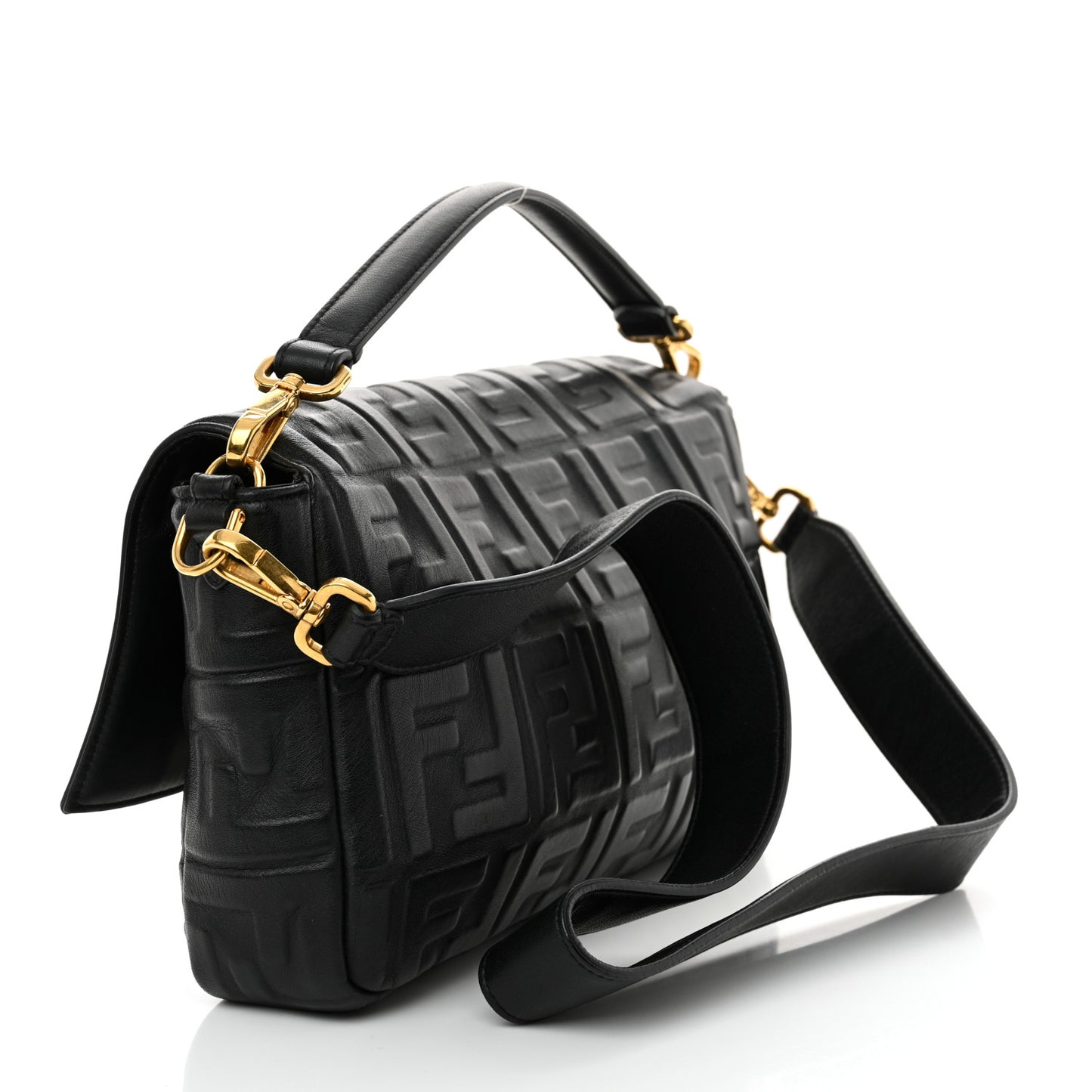 Nappa FF 1974 Embossed Large Baguette Black