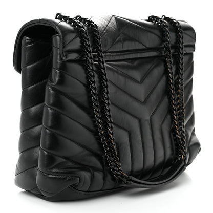 Saint Laurent Calfskin Y Quilted Monogram Monochrome Medium Loulou Chain Satchel Black 3 of 14