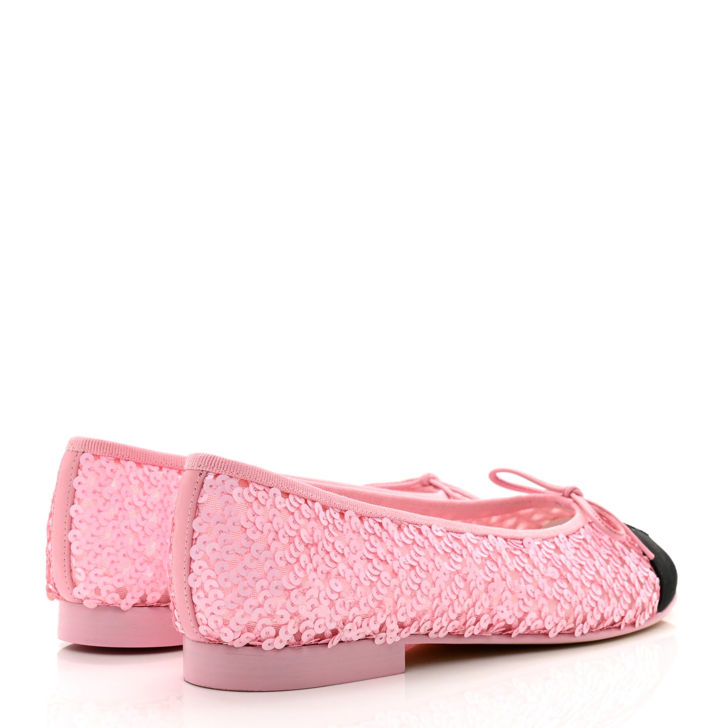 Sequins Satin Cap Toe CC Flat 37 Pink Black