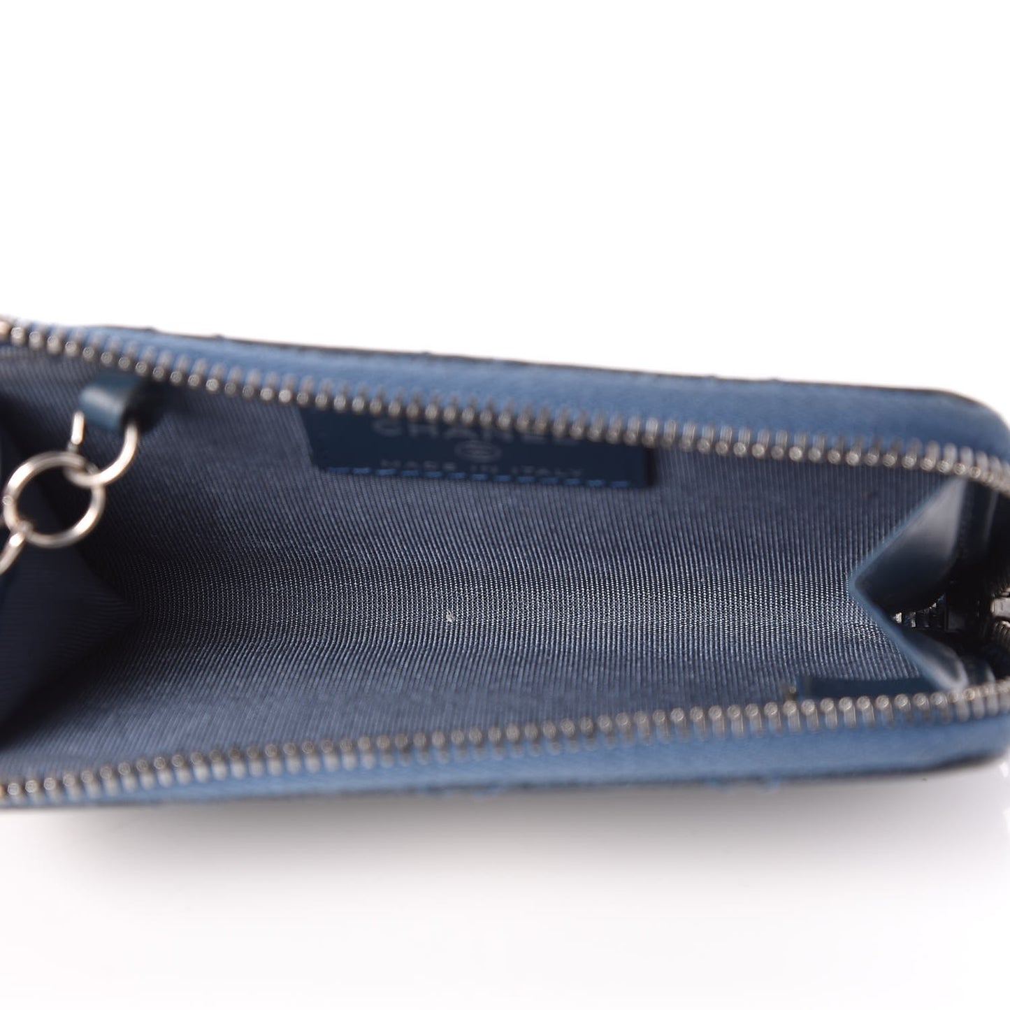 Caviar Quilted Key Holder Case Blue