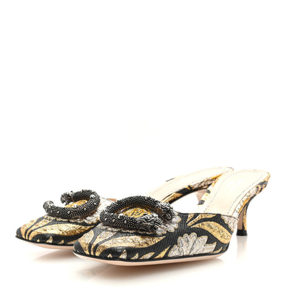 Gucci Jacquard Floral Dionysus Mules 36.5 Black 2 of 7