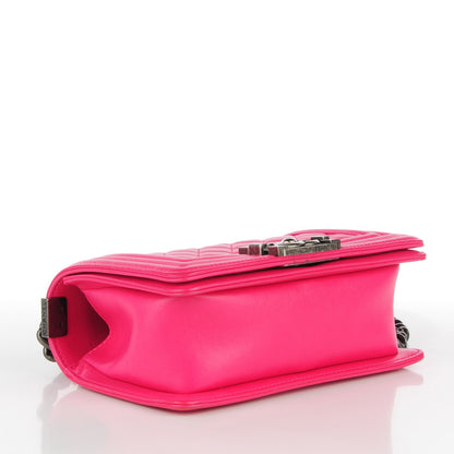 Chanel Lambskin Quilted Small Boy Flap Dark Pink 4 of 9