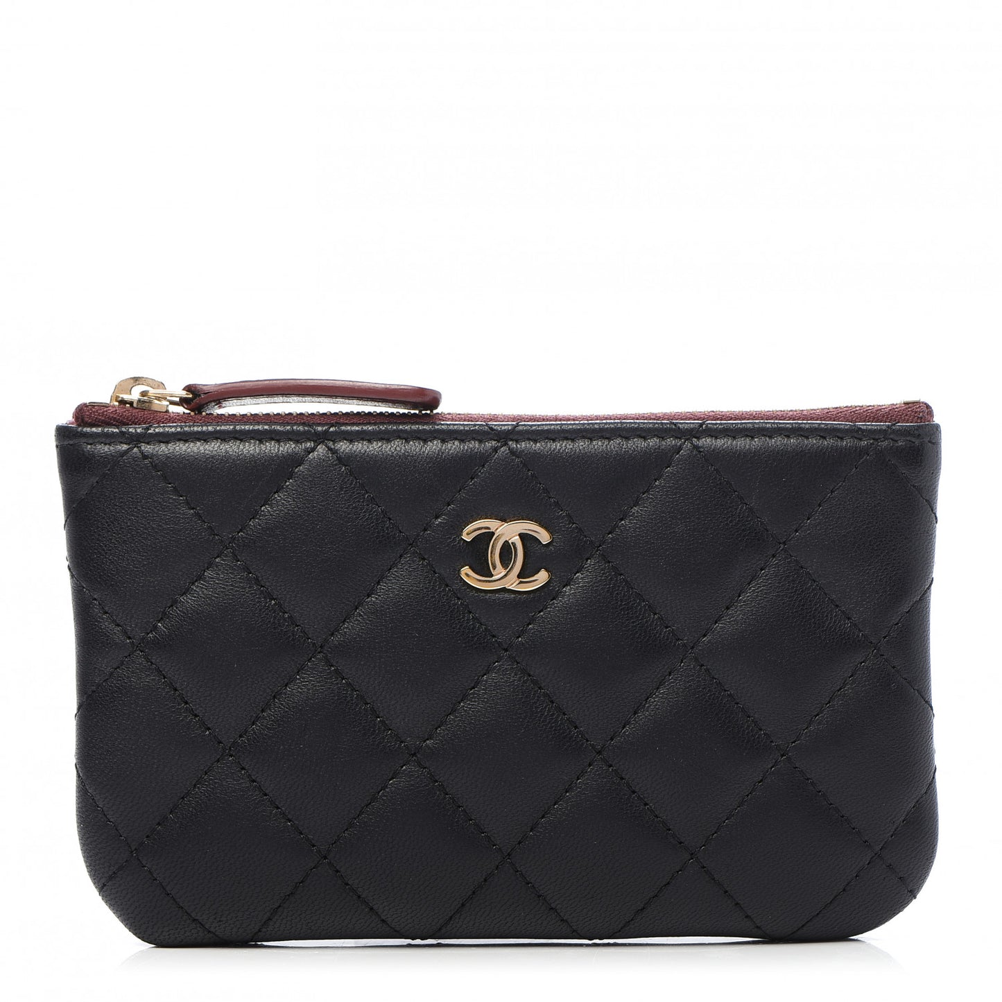 Lambskin Quilted Small Cosmetic Case Black