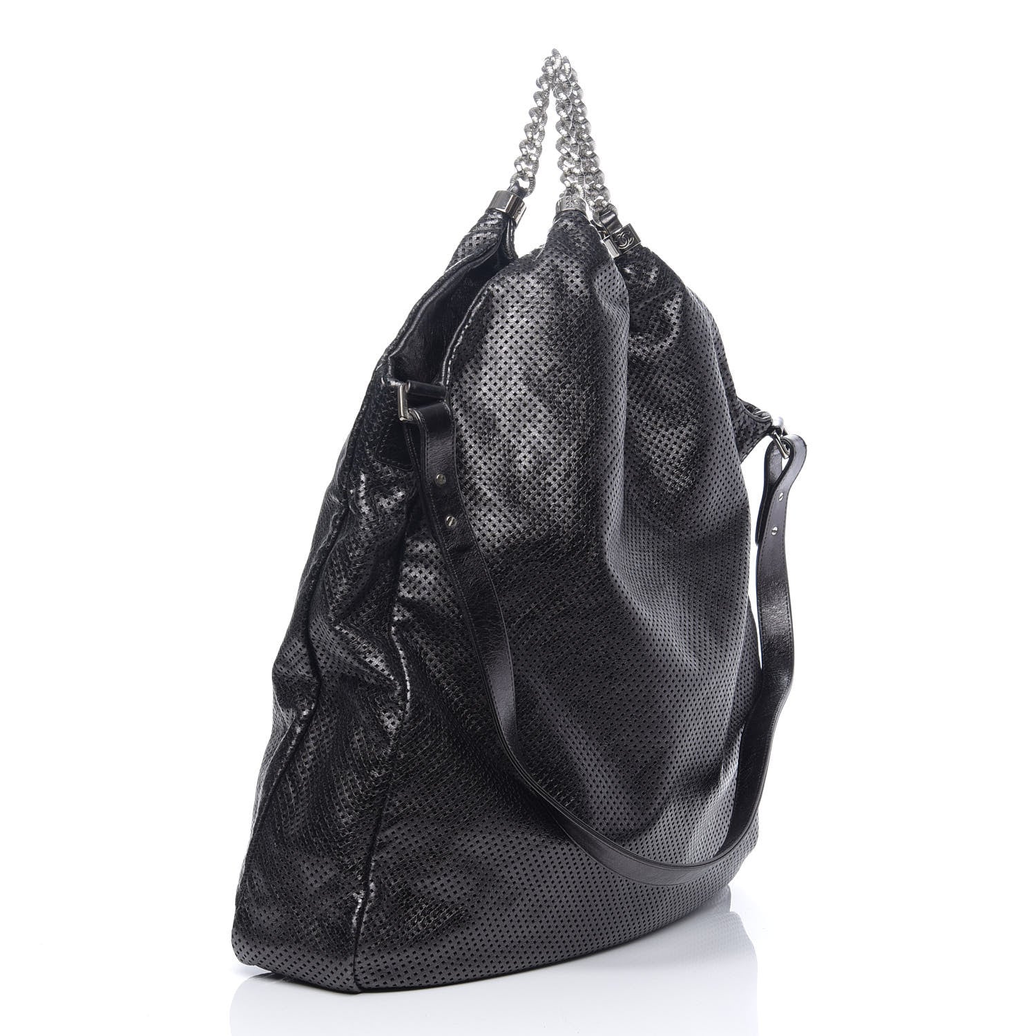 Chanel Glazed Calfskin Perforated Large Rodeo Drive Tote Black 2 of 9