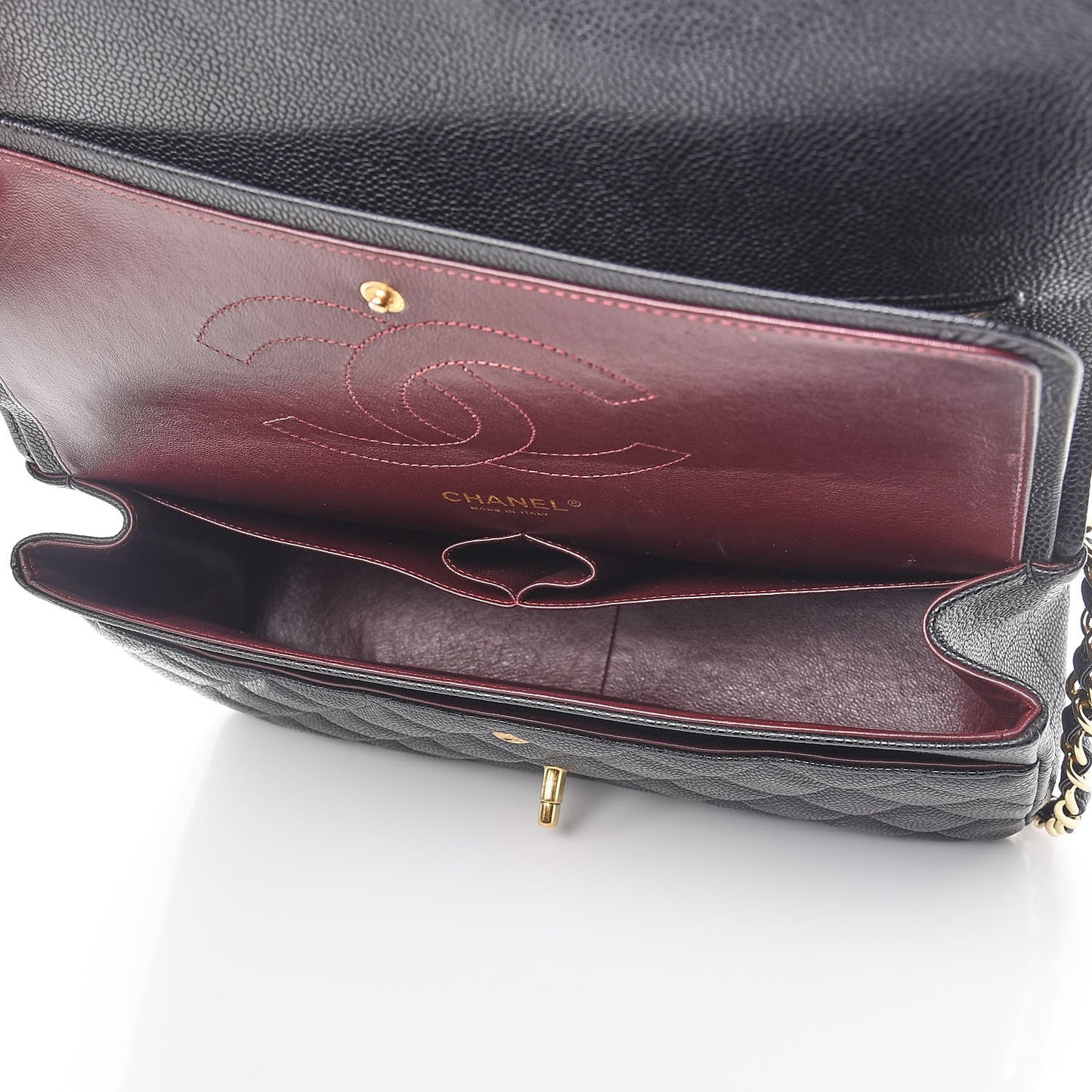 Caviar Quilted Jumbo Double Flap Black