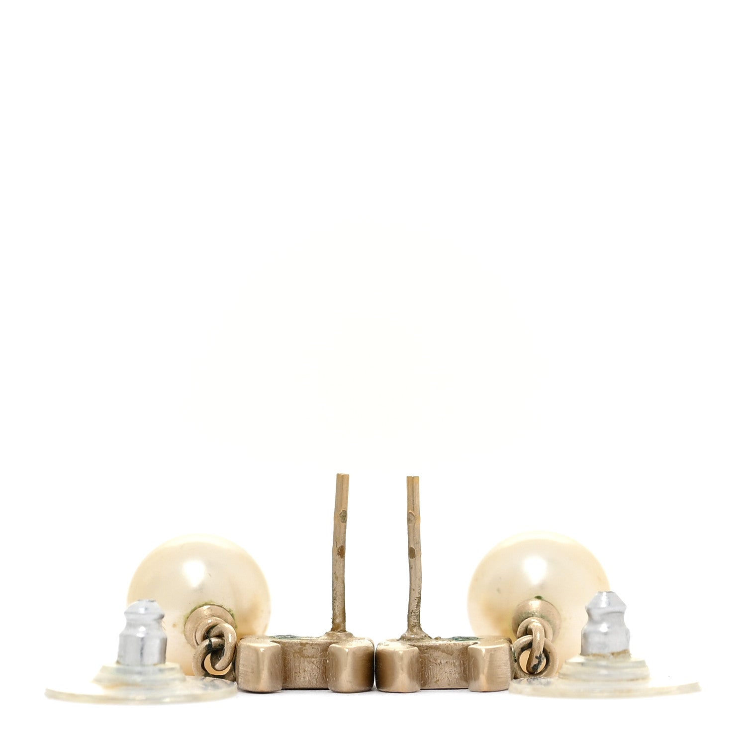 Chanel Pearl Enamel CC Drop Earrings Black Gold 3 of 7