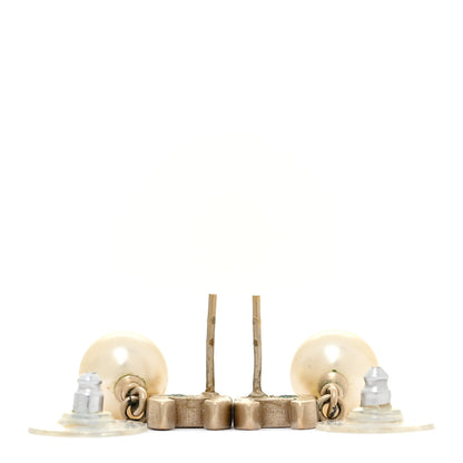 Chanel Pearl Enamel CC Drop Earrings Black Gold 3 of 7