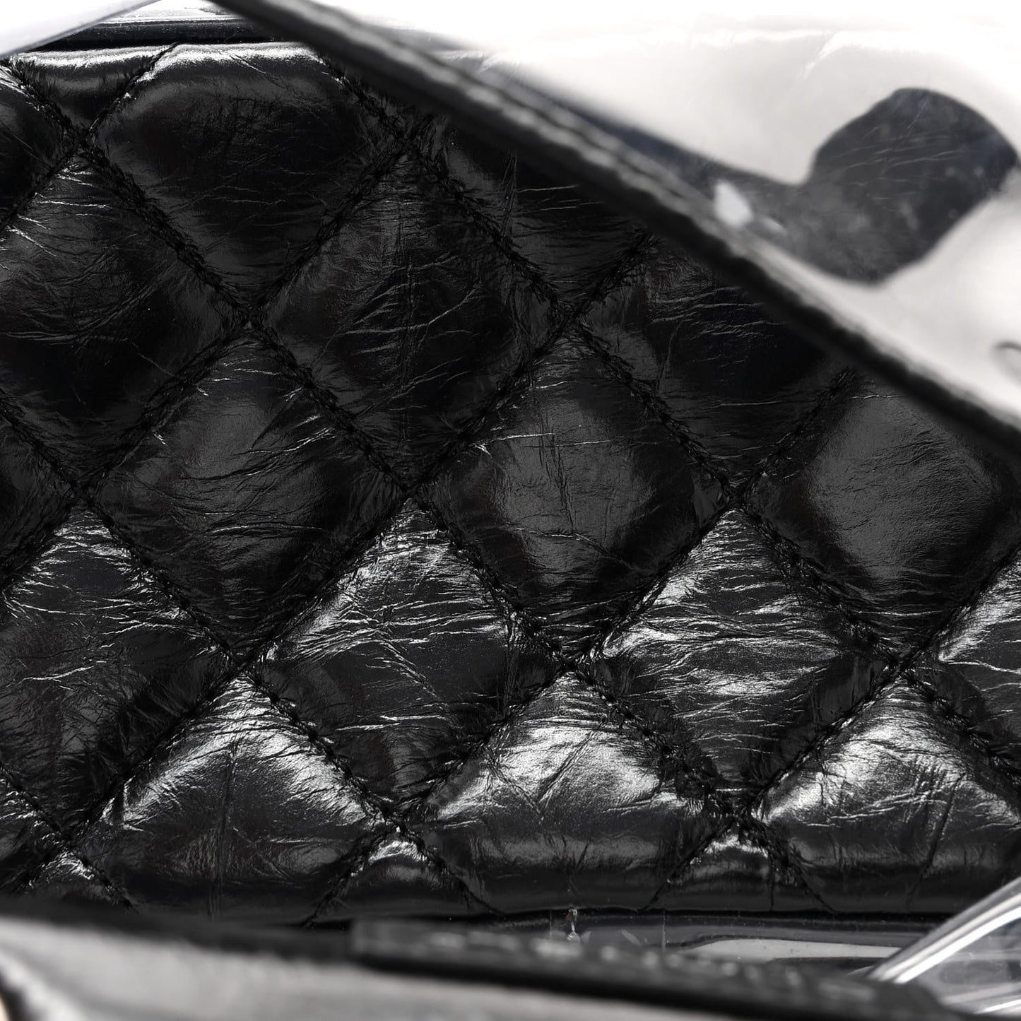Crumpled Calfskin PVC Quilted Backpack Black