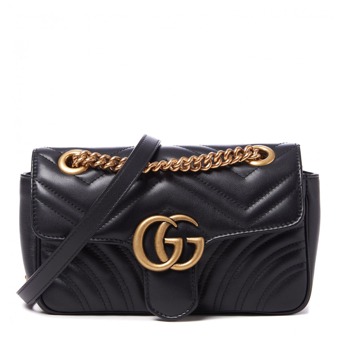 Calfskin Matelasse Mini GG Marmont Shoulder Bag Black
