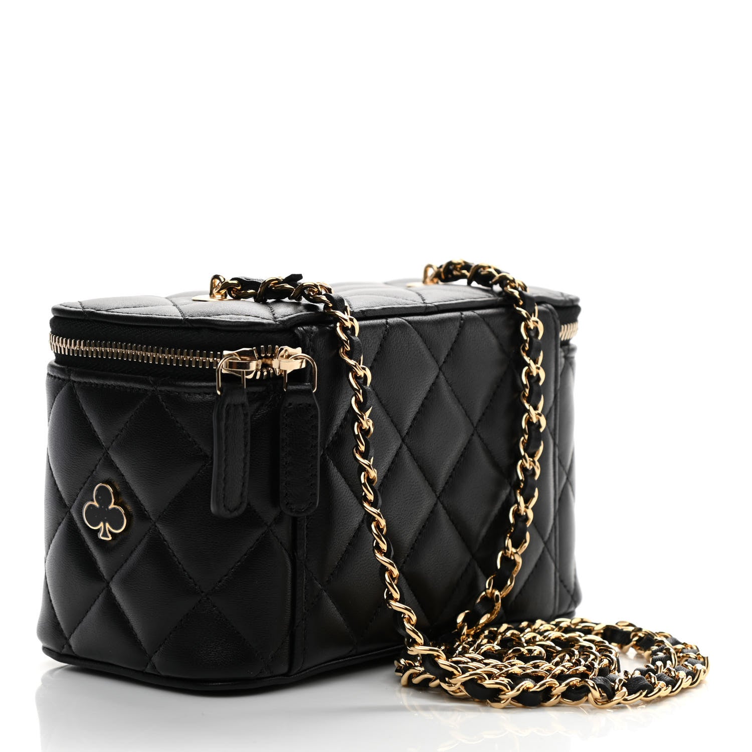 Chanel Lambskin Quilted Enamel Coco Casino Small Vanity Case With Chain Black 3 of 10