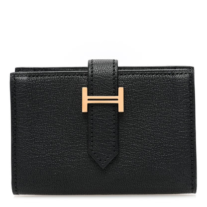 Hermes Chevre Mysore Mini Bearn Wallet Black 1 of 8