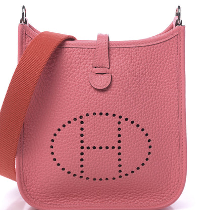 Hermes Taurillon Clemence Amazone Evelyne TPM Rose Azalee Rouge Pivoine 10 of 11
