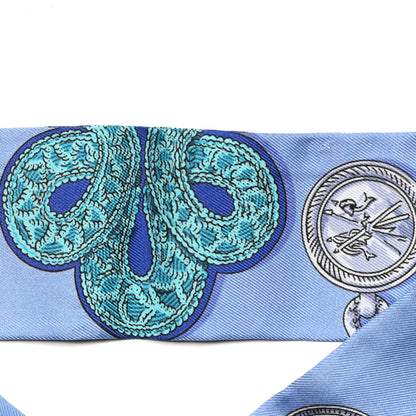 Hermes Silk Epaulettes Twilly Lavande Turquoise Jaune 3 of 4