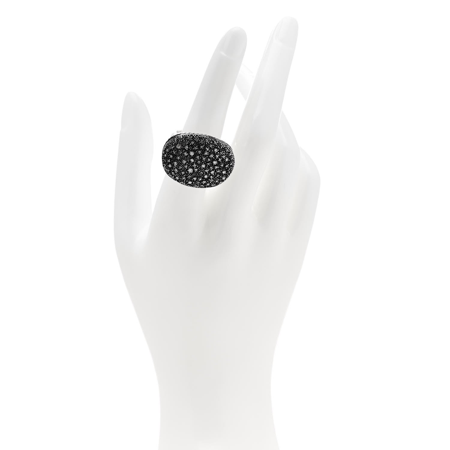 David Yurman Sterling Silver Diamond Midnight Melange Ring 54 7 2 of 5