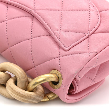 Chanel Lambskin Wenge Quilted Mini Fashion Wood Square Flap Pink 28 of 29