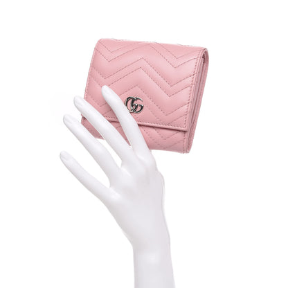 Gucci Calfskin Matelasse GG Marmont Medium Wallet Wild Rose 2 of 7