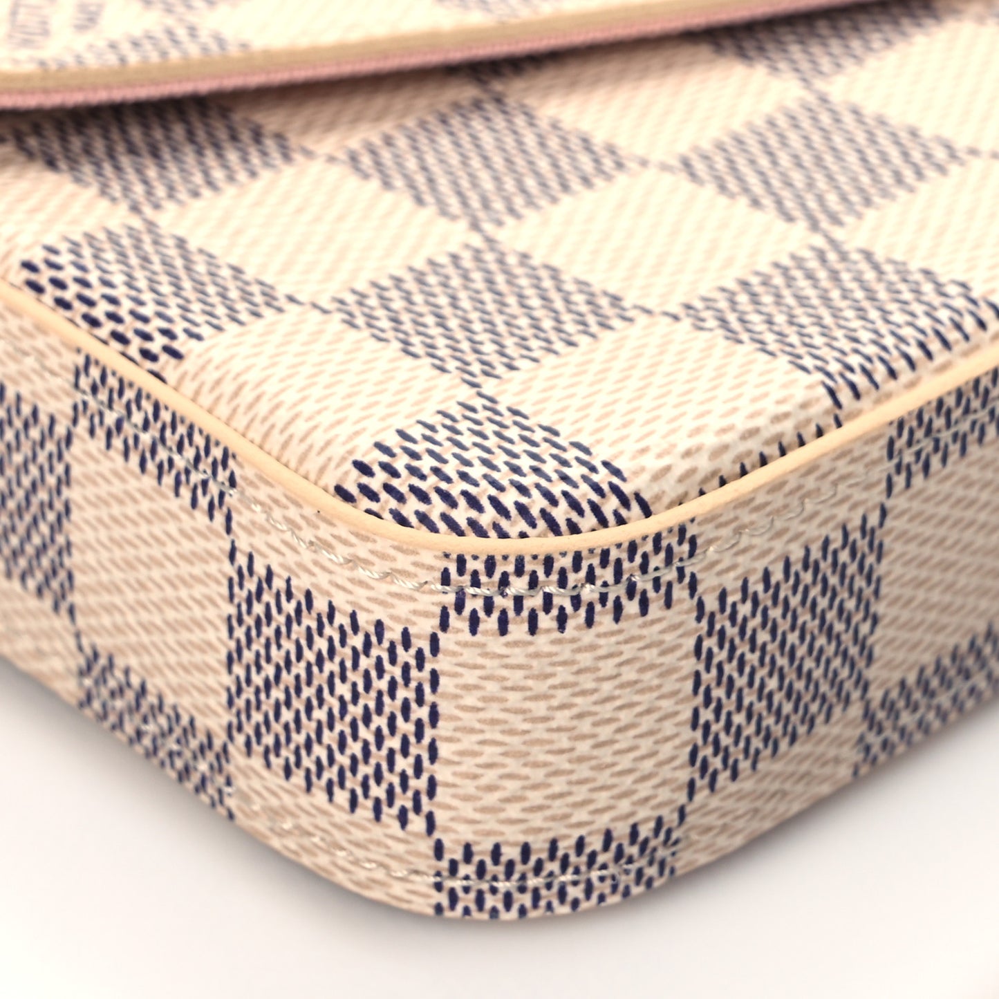 Damier Azur Pochette Felicie Chain Wallet Rose Ballerine