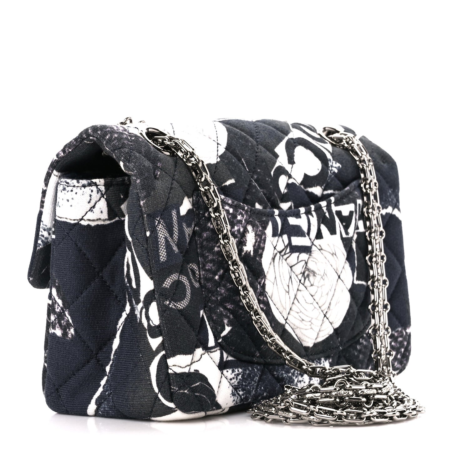 Jersey Quilted Camellia 2.55 Reissue Mini Flap Black White
