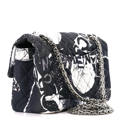 Chanel Jersey Quilted Camellia 2.55 Reissue Mini Flap Black White 3 of 12