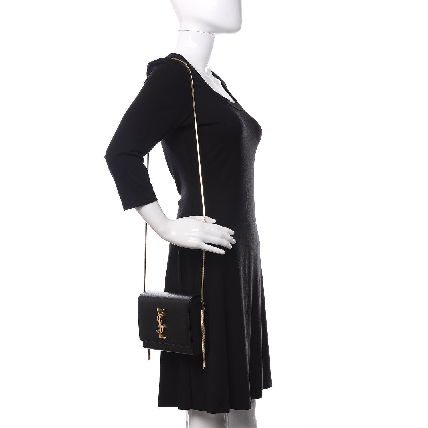 Saint Laurent Grain De Poudre Monogram Small Kate Slide Chain Crossbody Box Bag Black 2 of 10