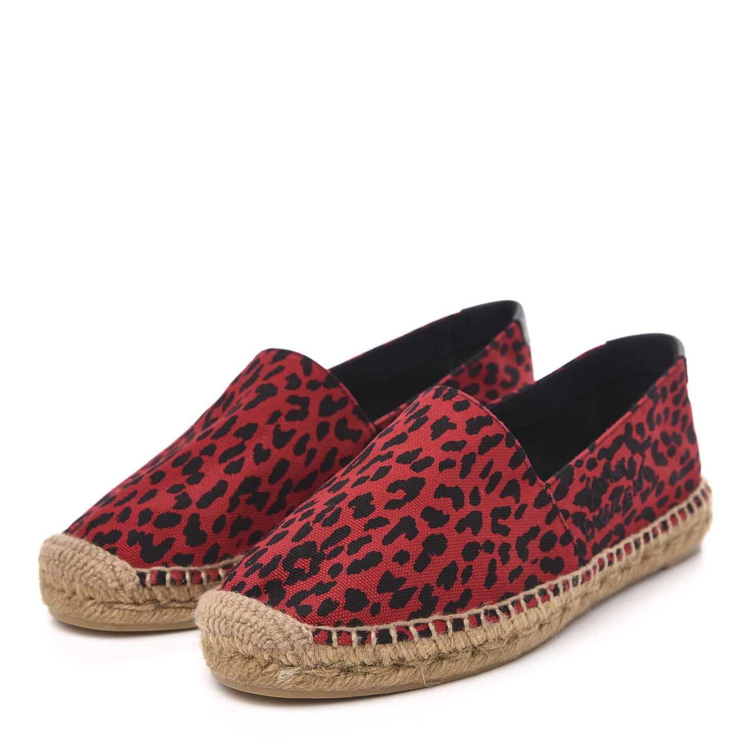 Canvas Leopard Print Espadrilles 37.5 Red Black